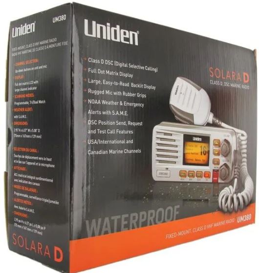RÁDIO VHF MARÍTIMO DIGITAL UNIDEN SOLARA UM380 PRETO Boat Brasil